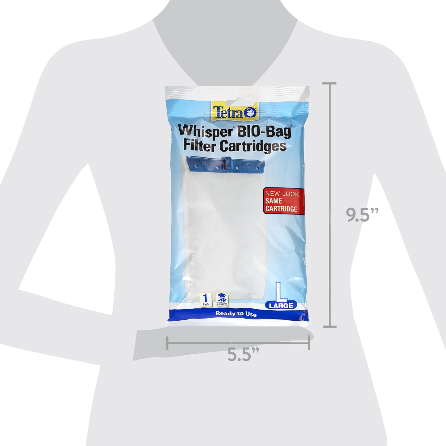 (2 Pack) Whisper Bio-Bag Ready-To-Use Disposable Filter Cartridge for Aquariums, Large, 1 Count