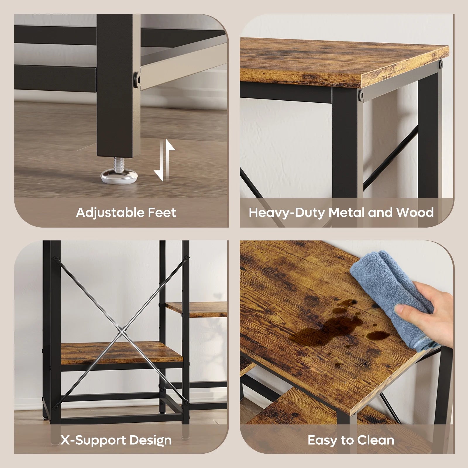 20-29-37 Gallon Fish Tank Stand with Power Outlets, 3-Tier Heavy Duty Metal Aquarium Stand Reversible Storage Shelf