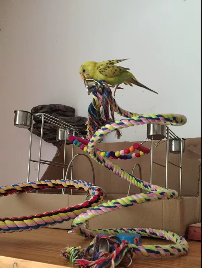 New 160Cm Long Parrot Bird Toys Pet Bird Parrot Standing Rope Bird Cage Decoration Climbing Toy Parrot Bird Cage Toys Rope Bell