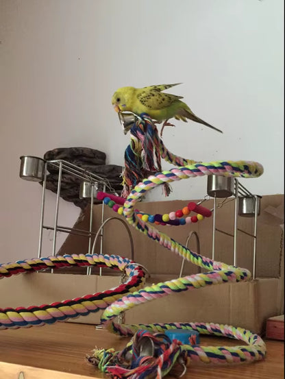New 160Cm Long Parrot Bird Toys Pet Bird Parrot Standing Rope Bird Cage Decoration Climbing Toy Parrot Bird Cage Toys Rope Bell