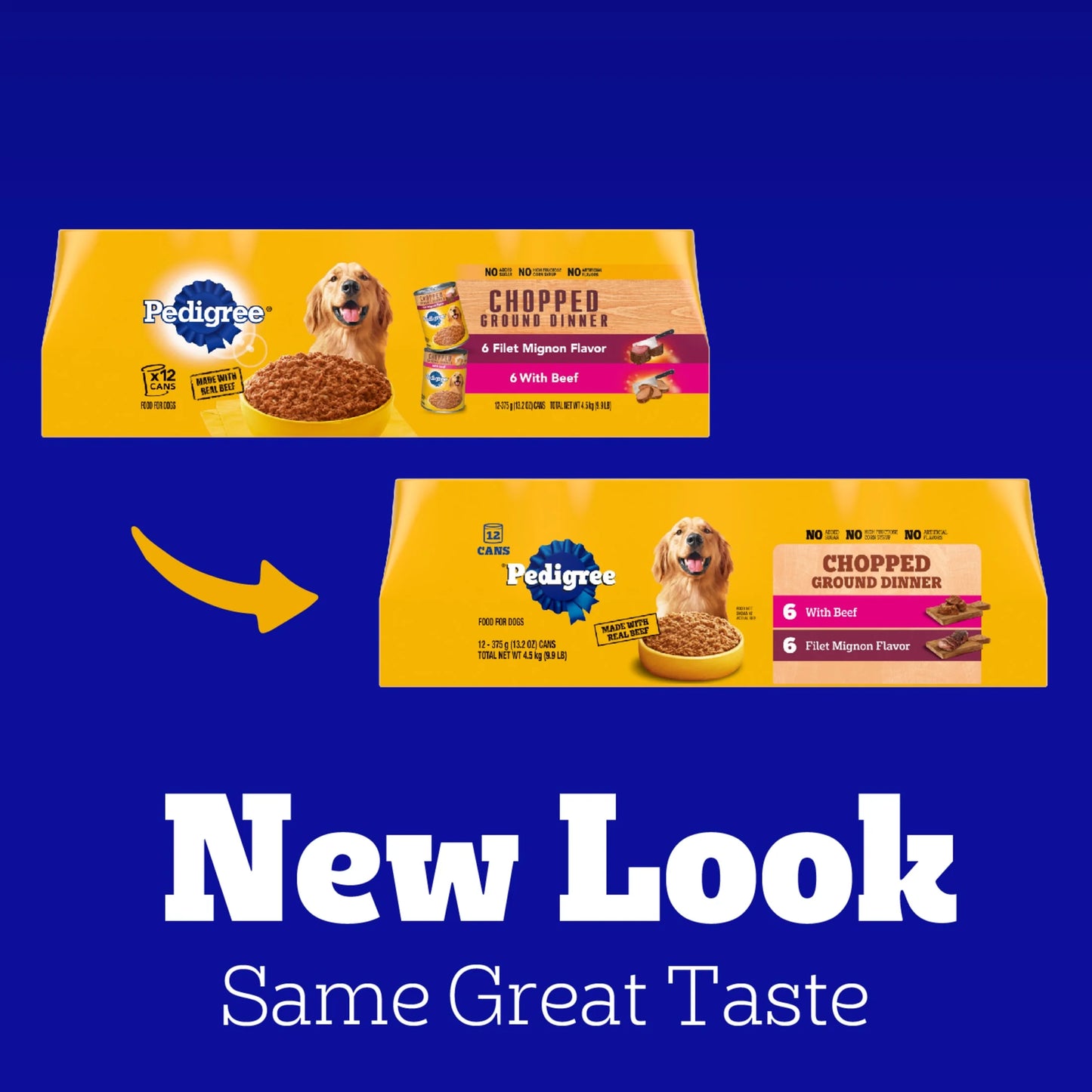 Chopped Ground Dinner Filet Mignon & Beef Variety Pack Wet Dog Food, 13.2 Oz. Cans 12 Pack