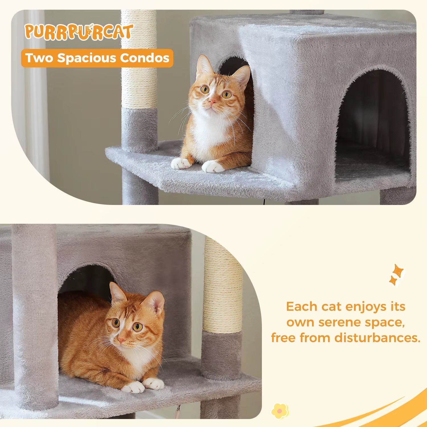 Multi-Level Cat Tree for Indoor Large Cat Tower with Scratching Posts Spacious Cat Condo Soft Top Perch Cat Furniture Cat Toys