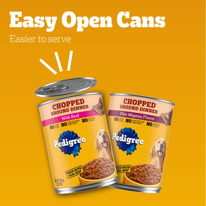 Chopped Ground Dinner Filet Mignon & Beef Variety Pack Wet Dog Food, 13.2 Oz. Cans 12 Pack