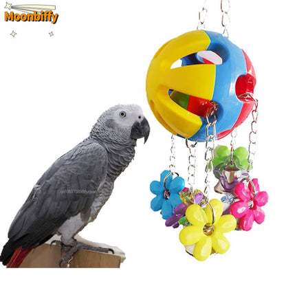 Bird Chew Toy with Bells for Parrot Macaw African Greys Eclectus Cockatoo Budgies Parakeet Cockatiel Conure Lovebirds Cage