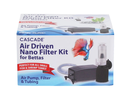 Cascade Nano Aquarium Filter & Air Pump Kit for Bettas – Filtration Perfect for Small Fish