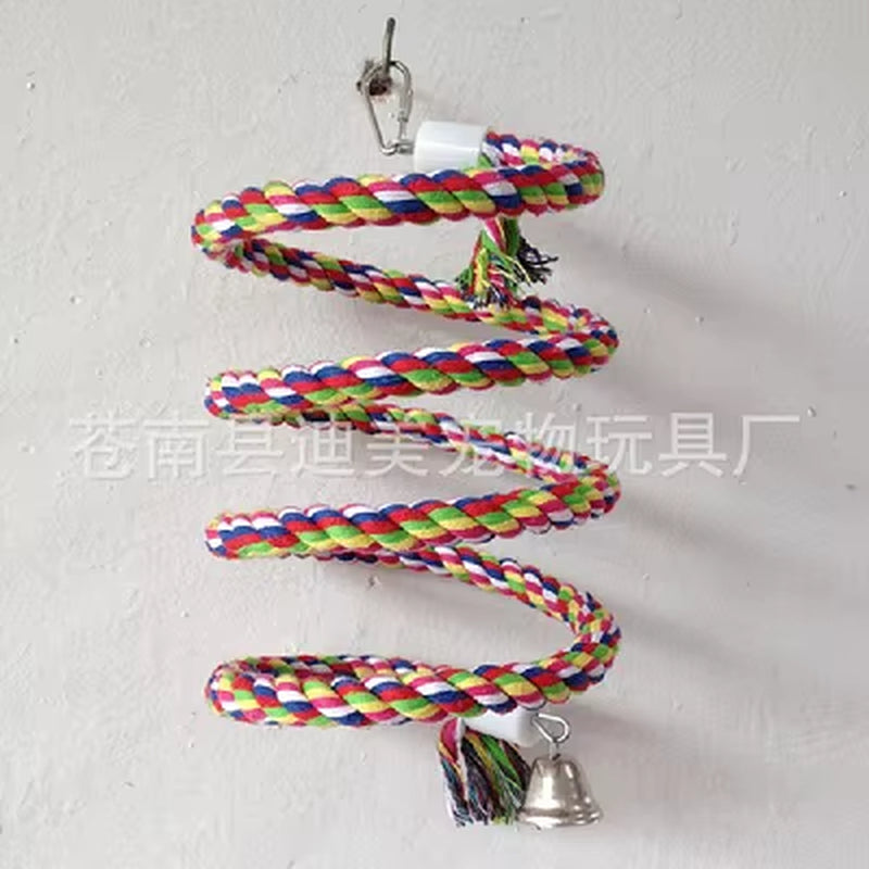 New 160Cm Long Parrot Bird Toys Pet Bird Parrot Standing Rope Bird Cage Decoration Climbing Toy Parrot Bird Cage Toys Rope Bell