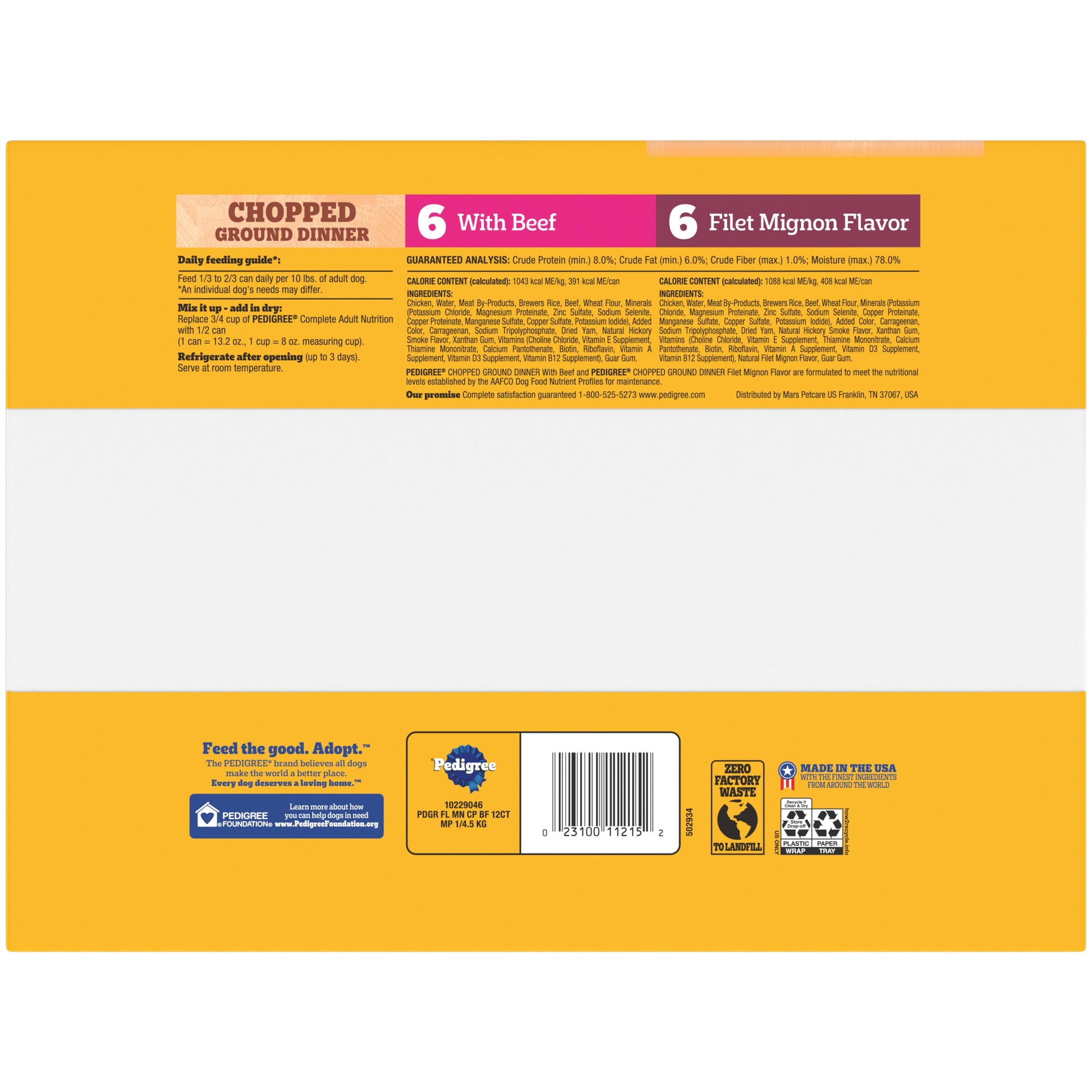 Chopped Ground Dinner Filet Mignon & Beef Variety Pack Wet Dog Food, 13.2 Oz. Cans 12 Pack