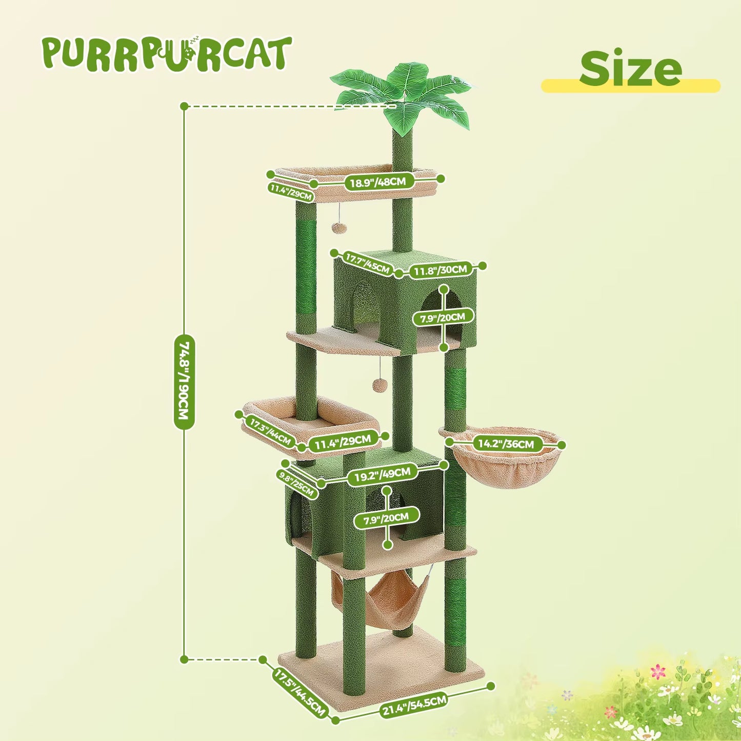 Multi-Level Cat Tree for Indoor Large Cat Tower with Scratching Posts Spacious Cat Condo Soft Top Perch Cat Furniture Cat Toys
