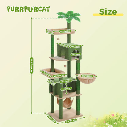 Multi-Level Cat Tree for Indoor Large Cat Tower with Scratching Posts Spacious Cat Condo Soft Top Perch Cat Furniture Cat Toys