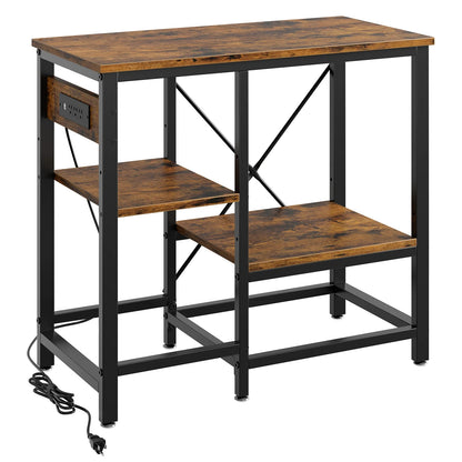 20-29-37 Gallon Fish Tank Stand with Power Outlets, 3-Tier Heavy Duty Metal Aquarium Stand Reversible Storage Shelf