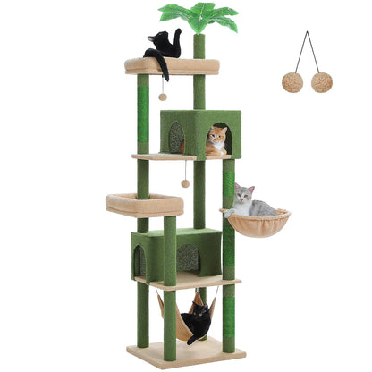 Multi-Level Cat Tree for Indoor Large Cat Tower with Scratching Posts Spacious Cat Condo Soft Top Perch Cat Furniture Cat Toys
