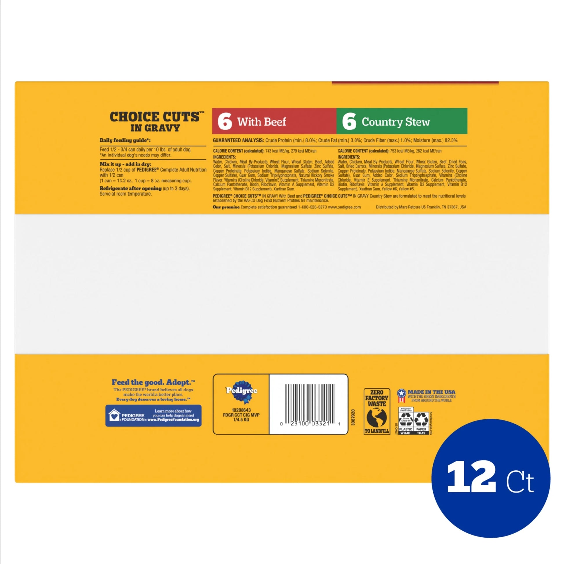 Choice Cuts in Gravy Adult Soft Wet Dog Food with Beef Multipack, 13.2 Oz Cans 12 Pack