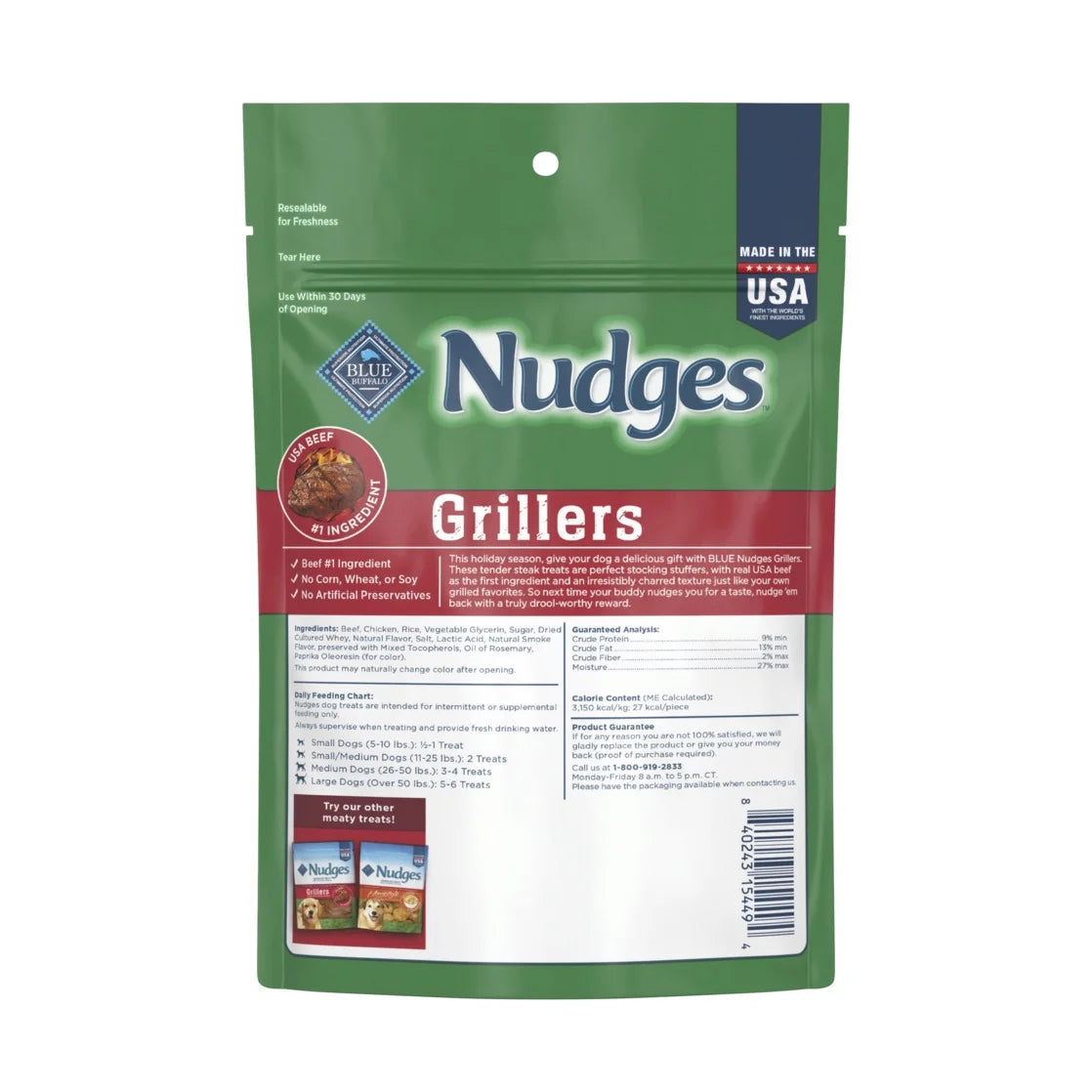 Nudges Steak Grillers, Natural Holiday Dog Treats, Beef, 5Oz Bag