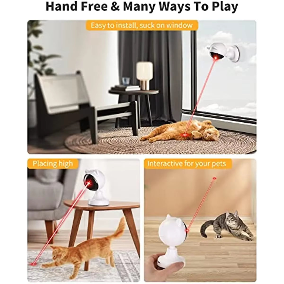 Automatic Laser Cat Toys,Usb Rechargeable,Interactive Cat Toy for Indoor Cats Kitty Kittens Dog,Multifunctional Cat Toy