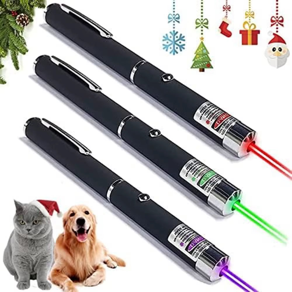 3 PCS Green Red Violet Long Range Dot Clicker Laser Pen, Cat Toys Pointer, Kitten Toy, Bright Clicker for Cat Training Exercise