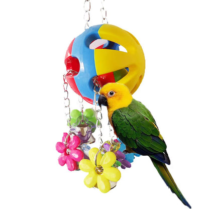 Bird Chew Toy with Bells for Parrot Macaw African Greys Eclectus Cockatoo Budgies Parakeet Cockatiel Conure Lovebirds Cage