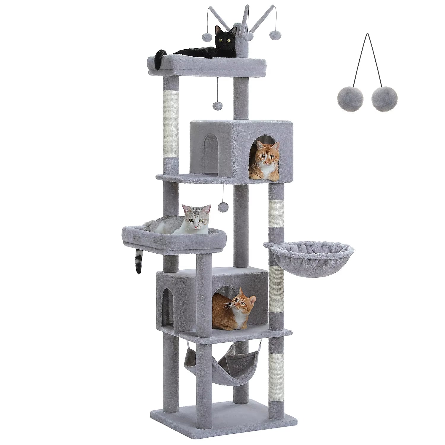 Multi-Level Cat Tree for Indoor Large Cat Tower with Scratching Posts Spacious Cat Condo Soft Top Perch Cat Furniture Cat Toys