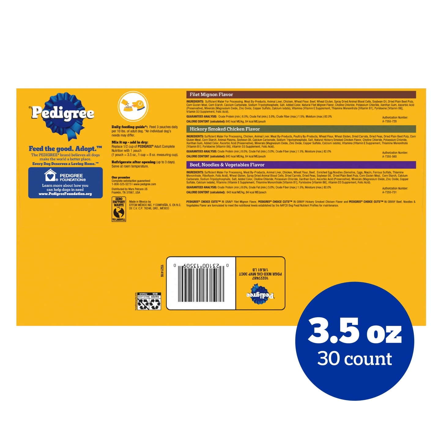 Choice Cuts in Gravy Adult Soft Wet Dog Food Variety Pack, 3.5 Oz Pouches, 30-Count