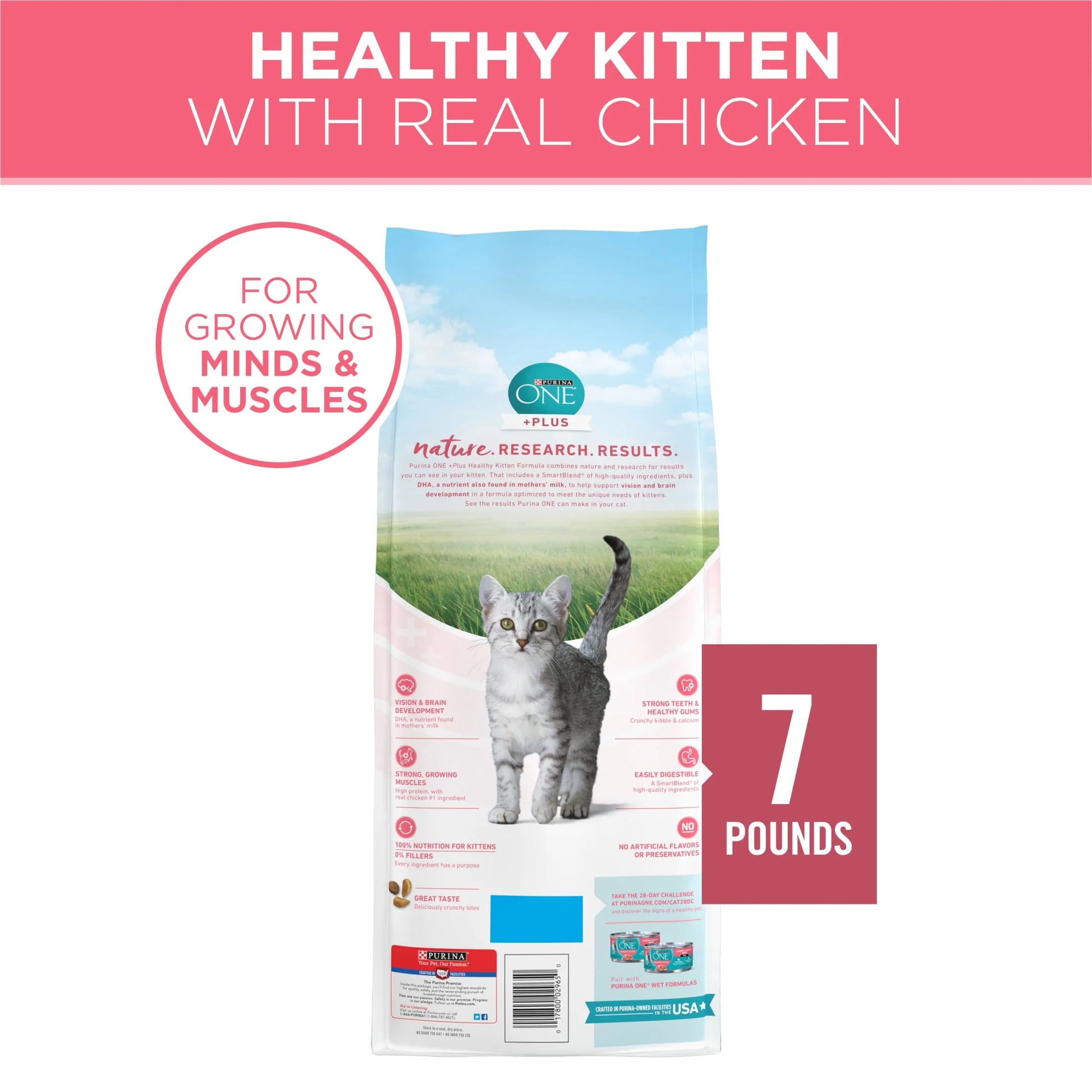 Plus, Healthy Kitten Formula, Dry Kitten Food, Chicken, 7 Lb Bag