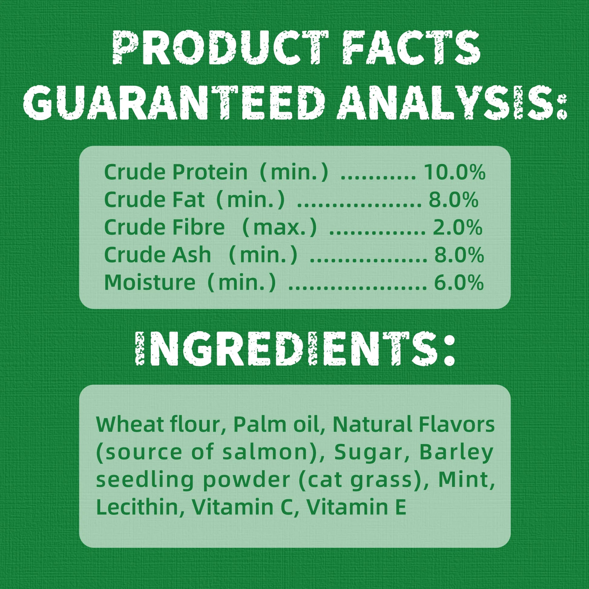 Cat Grass Treats, Natural Salmon Flavor, Healthy Cat Training Biscuits, Catnip, for Dental and Hairball Control, 13.4 Oz