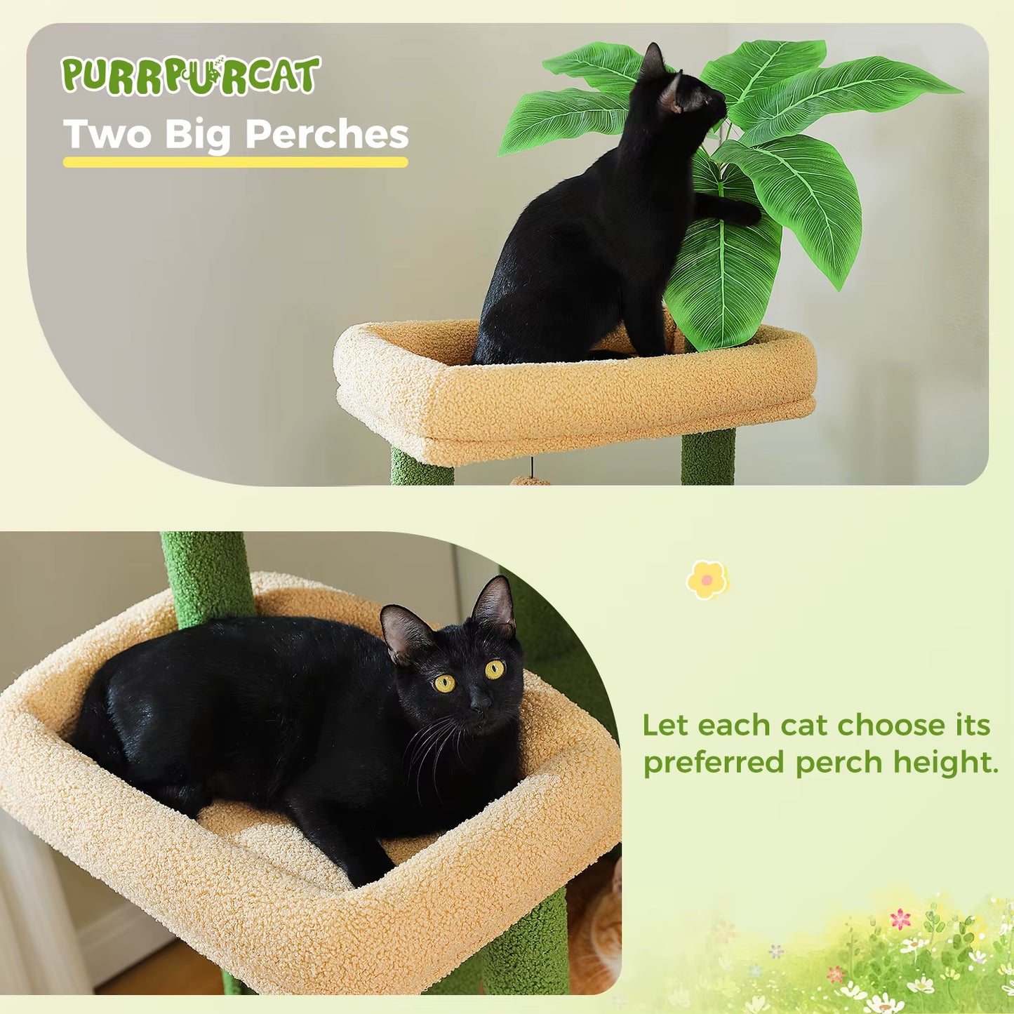 Multi-Level Cat Tree for Indoor Large Cat Tower with Scratching Posts Spacious Cat Condo Soft Top Perch Cat Furniture Cat Toys