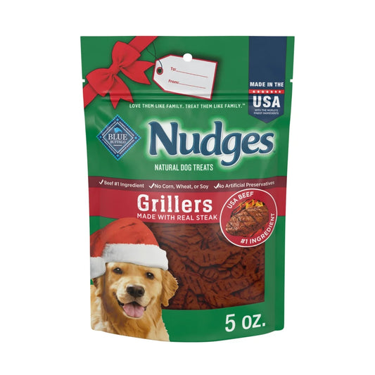 Nudges Steak Grillers, Natural Holiday Dog Treats, Beef, 5Oz Bag