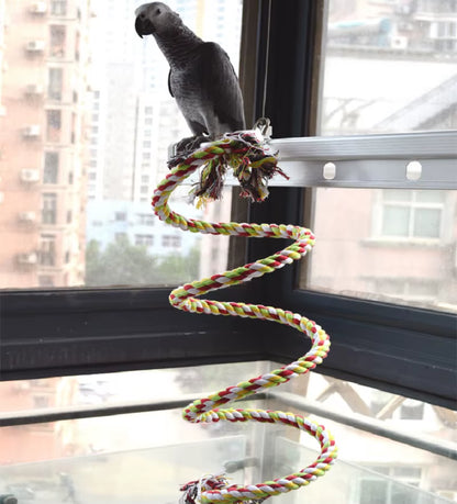 New 160Cm Long Parrot Bird Toys Pet Bird Parrot Standing Rope Bird Cage Decoration Climbing Toy Parrot Bird Cage Toys Rope Bell