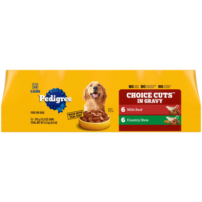 Choice Cuts in Gravy Adult Soft Wet Dog Food with Beef Multipack, 13.2 Oz Cans 12 Pack